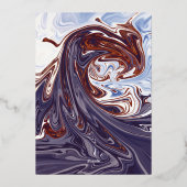 抽象芸術モダンブルーウェーブスカイシックシルバー結婚ズ 箔招待状 (裏面)