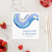 抽象芸術モダンブルーウォーター色カスタムウェディング スタンダードカクテルナプキン (インサイチュ)