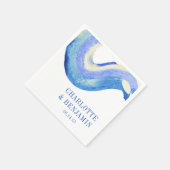 抽象芸術モダンブルーウォーター色カスタムウェディング スタンダードカクテルナプキン (角)