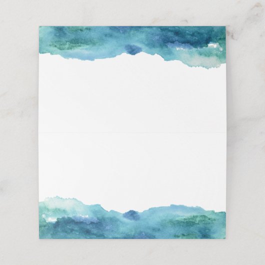 抽象芸術モダンブルーグリーンアクアウォーターカラー プレイスカード (外部開封)