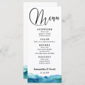 抽象芸術モダンブルーグリーンアクアウォーターカラー メニュー (正面/裏面)