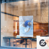 抽象芸術モダンブルーグレーフラクタルアートグラフィック ウィンドウサイン (カフェ窓)