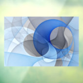 抽象芸術モダンブルーグレーフラクタルアートグラフィック ウィンドウサイン (シート3)