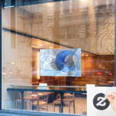 抽象芸術モダンブルーグレーフラクタルアートグラフィック ウィンドウサイン (カフェ窓)