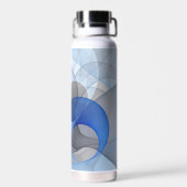 抽象芸術モダンブルーグレーフラクタルアートグラフィック ウォーターボトル (背面)