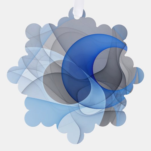 抽象芸術モダンブルーグレーフラクタルアートグラフィック オーナメントカード (正面)