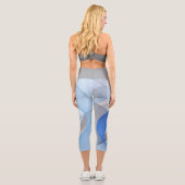 抽象芸術モダンブルーグレーフラクタルアートグラフィック カプリレギンス (裏面)