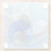 抽象芸術モダンブルーグレーフラクタルアートグラフィック ガラスコースター (裏面)