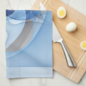 抽象芸術モダンブルーグレーフラクタルアートグラフィック キッチンタオル (四つ折り)