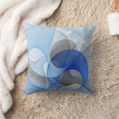 抽象芸術モダンブルーグレーフラクタルアートグラフィック クッション (ブランケット)