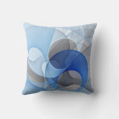 抽象芸術モダンブルーグレーフラクタルアートグラフィック クッション (裏面)