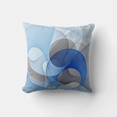 抽象芸術モダンブルーグレーフラクタルアートグラフィック クッション (正面)
