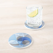 抽象芸術モダンブルーグレーフラクタルアートグラフィック コースター (側面)