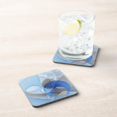 抽象芸術モダンブルーグレーフラクタルアートグラフィック コースター (右側)