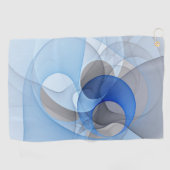 抽象芸術モダンブルーグレーフラクタルアートグラフィック ゴルフタオル (横)