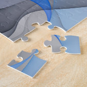 抽象芸術モダンブルーグレーフラクタルアートグラフィック ジグソーパズル (側面)