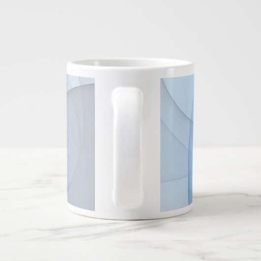 抽象芸術モダンブルーグレーフラクタルアートグラフィック ジャンボコーヒーマグカップ (裏面)