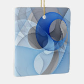 抽象芸術モダンブルーグレーフラクタルアートグラフィック セラミックオーナメント (右)