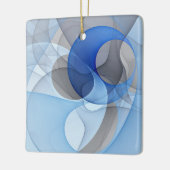 抽象芸術モダンブルーグレーフラクタルアートグラフィック セラミックオーナメント (左)