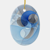 抽象芸術モダンブルーグレーフラクタルアートグラフィック セラミックオーナメント (正面)