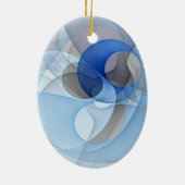 抽象芸術モダンブルーグレーフラクタルアートグラフィック セラミックオーナメント (裏面)