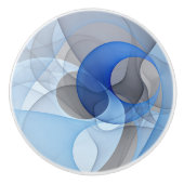 抽象芸術モダンブルーグレーフラクタルアートグラフィック セラミックノブ (正面)