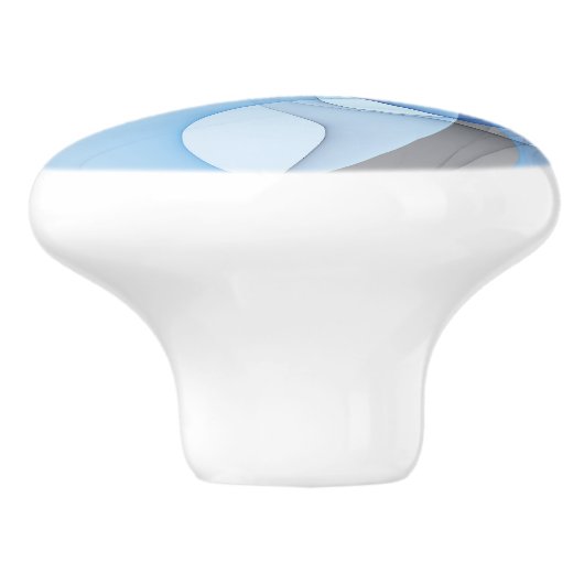 抽象芸術モダンブルーグレーフラクタルアートグラフィック セラミックノブ (側面)