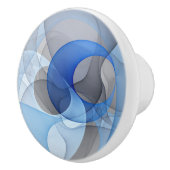 抽象芸術モダンブルーグレーフラクタルアートグラフィック セラミックノブ (右)