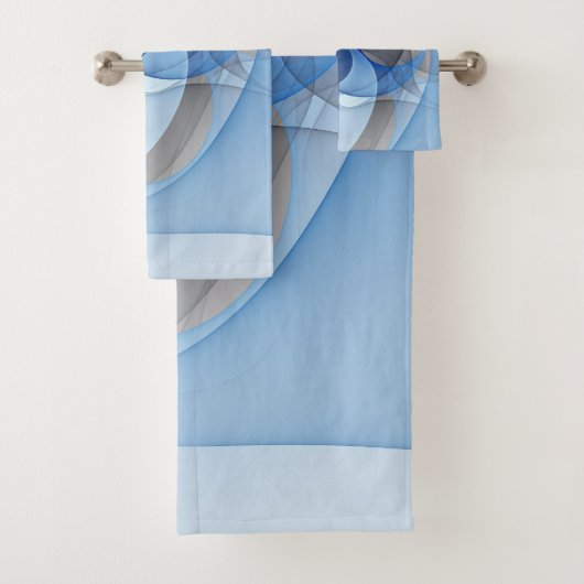 抽象芸術モダンブルーグレーフラクタルアートグラフィック バスタオルセット (インサイチュ)