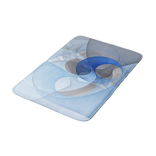 抽象芸術モダンブルーグレーフラクタルアートグラフィック バスマット (アングル)