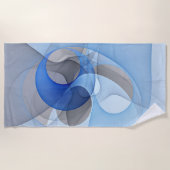 抽象芸術モダンブルーグレーフラクタルアートグラフィック ビーチタオル (正面)