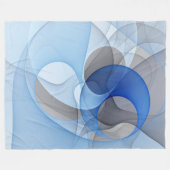 抽象芸術モダンブルーグレーフラクタルアートグラフィック フリースブランケット (正面(横))