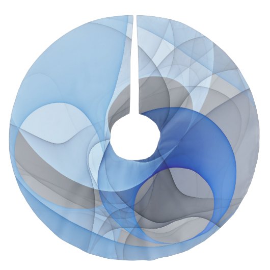 抽象芸術モダンブルーグレーフラクタルアートグラフィック ブラッシュドポリエステルツリースカート (正面)