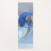 抽象芸術モダンブルーグレーフラクタルアートグラフィック ヨガマット (正面)