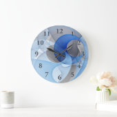 抽象芸術モダンブルーグレーフラクタルアートグラフィック ラージ壁時計 (ホーム)