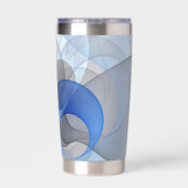抽象芸術モダンブルーグレーフラクタルアートグラフィック 保温保冷タンブラー (背面)