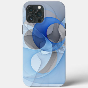 抽象芸術モダンブルーグレーフラクタルアートグラフィック iPhone 13 PRO MAXケース