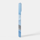 抽象芸術モダンブルーグレーフラクタルアートグラフィック iPhone 15ケース (右側面)