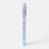 抽象芸術モダンブルーグレーフラクタルアートグラフィック iPhone 16ケース (右側面)