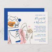 抽象芸術モダンブルーコーラルウェディング誘い (正面/裏面)