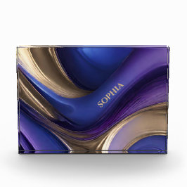 抽象芸術モダンブルーパープルと金ゴールド- フォトブロック