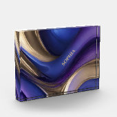 抽象芸術モダンブルーパープルと金ゴールド- フォトブロック (左)