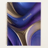 抽象芸術モダンブルーパープルと金ゴールド- プランナー手帳 (正面)