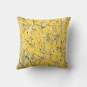 抽象芸術モダンブルーフラワーマスタードイエロー クッション (裏面)