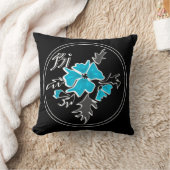 抽象芸術モダンブルーフラワー葉グレイクプリン クッション (ブランケット)