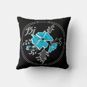 抽象芸術モダンブルーフラワー葉グレイクプリン クッション (裏面)