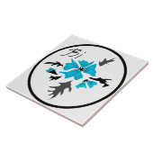 抽象芸術モダンブルーフラワー葉グレイクプリン タイル (側面)