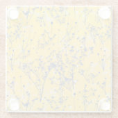 抽象芸術モダンブルーワイルドフラワーオンマスタードイエロー ガラスコースター (裏面)