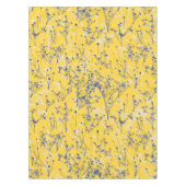 抽象芸術モダンブルーワイルドフラワーオンマスタードイエロー テーブルクロス (正面)
