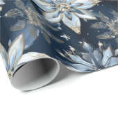 抽象芸術モダンブルー宝石ポインセティアス ラッピングペーパー (ロールコーナー)